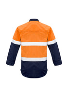 ACTIV EMBROIDERY DESIGNS. UNIFORMS. CLOSED FRONT HOOPED TAPED SPLICED LONG SLEEVE SHIRT. MENS.