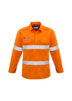 ACTIV EMBROIDERY DESIGNS. UNIFORMS. FR CLOSED FRONT HOOPED TAPED SHIRT. MENS.