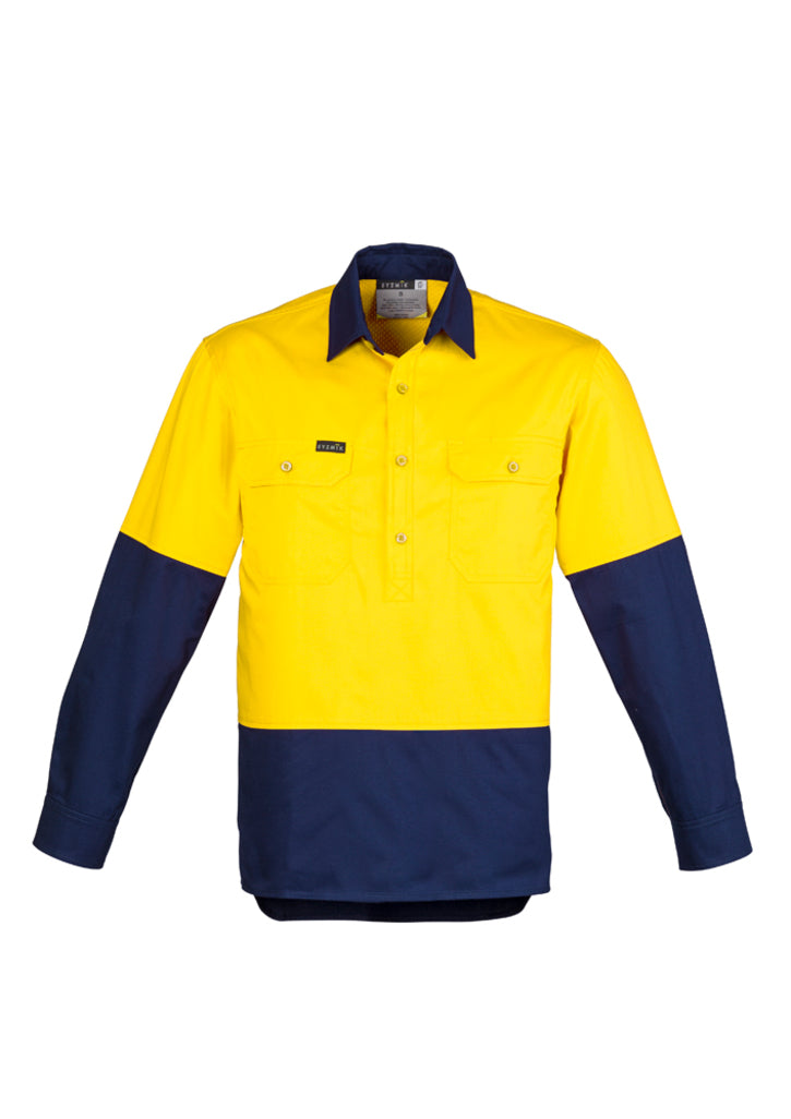 syzmik Hi Vis Closed Front L/S Shirt (Mens)