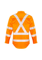 ACTIV EMBROIDERY DESIGNS. UNIFORMS. HI VIS X BACK TAPED SHIRT. MENS.