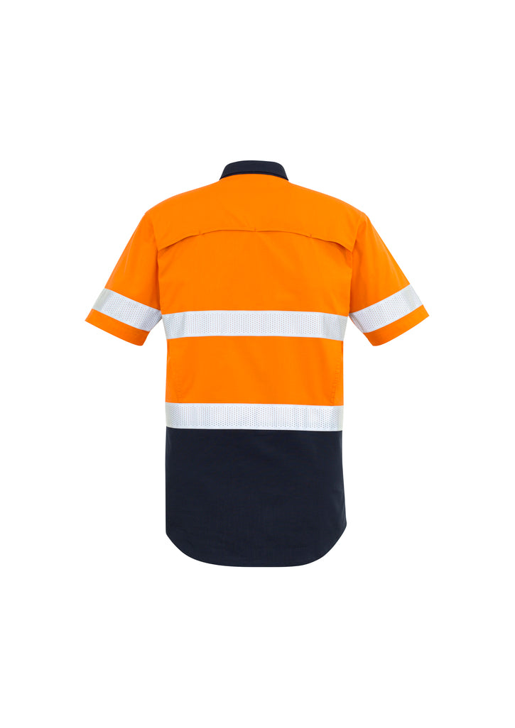 ACTIV EMBROIDERY DESIGNS. UNIFORMS. RUGGED COOLING TAPED HI VIS SPLICED SHORT SLEEVE MENS.