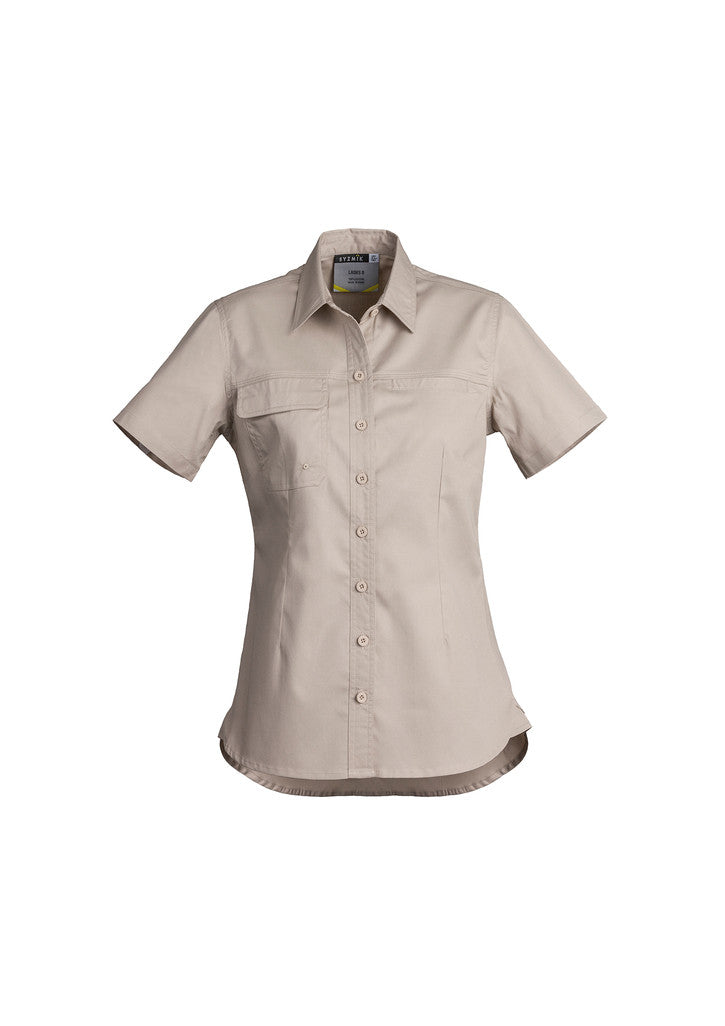 ACTIV EMBROIDERY DESIGNS. UNIFORMS. LIGHTWEIGHT TRADIE SHIRT SHORT SLEEVE. LADIES.
