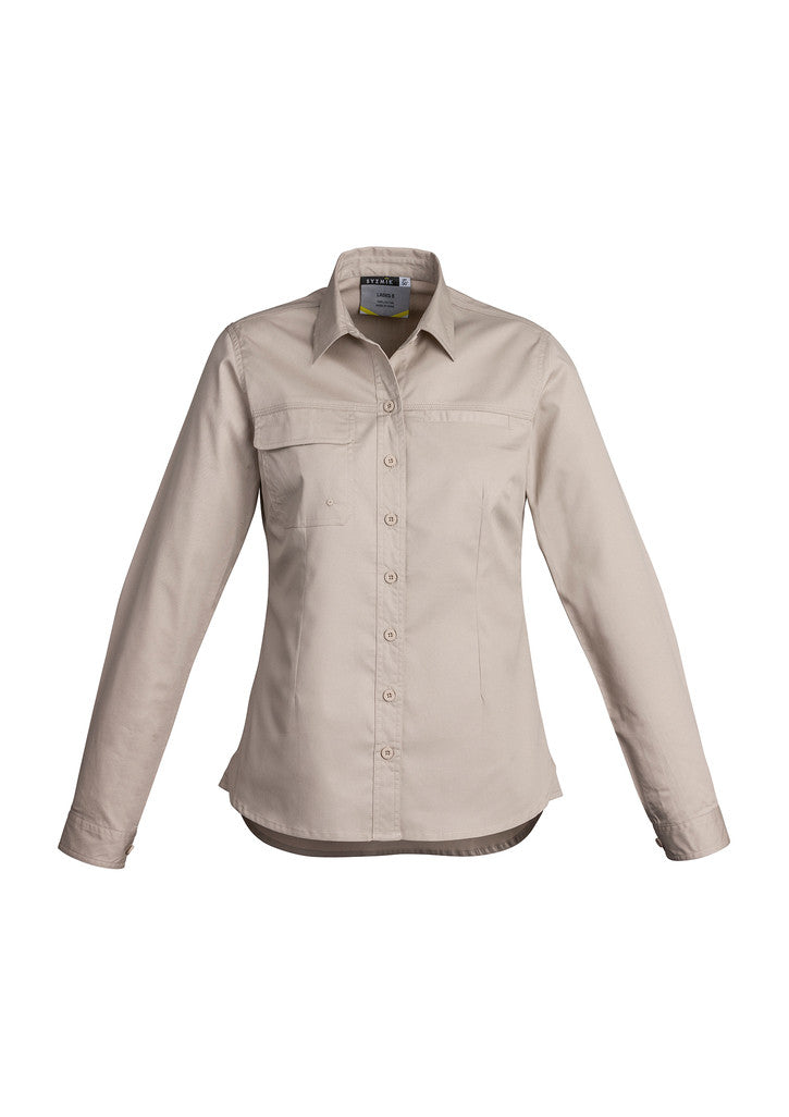 ACTIV EMBROIDERY DESIGNS. UNIFORMS. LIGHTWEIGHT TRADIE SHIRT LONG SLEEVE. LADIES.