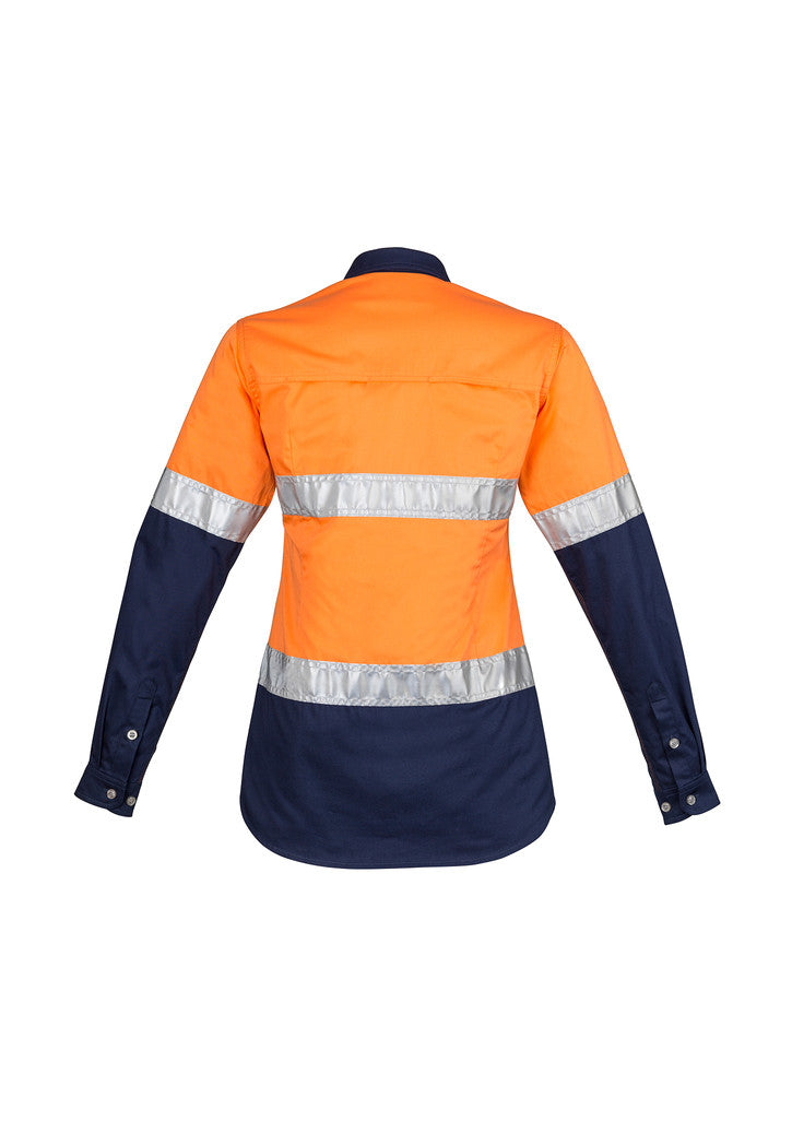 ACTIV EMBROIDERY DESIGNS. UNIFORMS.Hi Vis Spliced Industrial Shirt - Hoop Taped (Ladies)