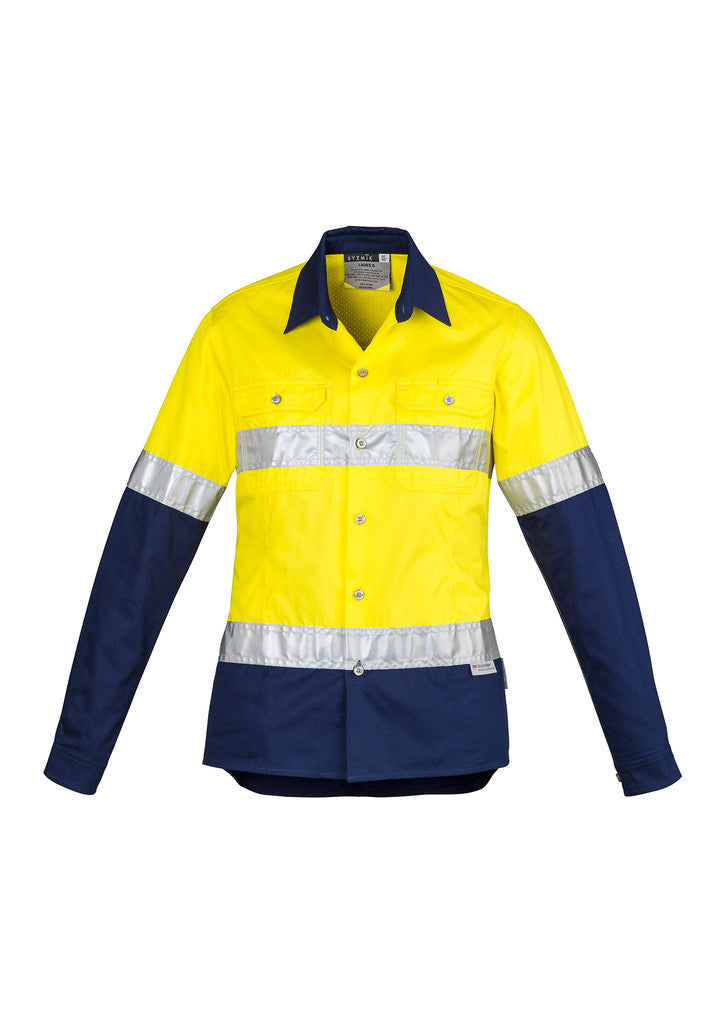 ACTIV EMBROIDERY DESIGNS. UNIFORMS.Hi Vis Spliced Industrial Shirt - Hoop Taped (Ladies)