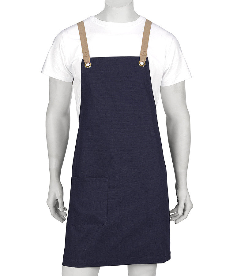 ACTIV EMBROIDERY DESIGNS. UNIFORMS. BROOKLYN CANVAS BIB APRON.