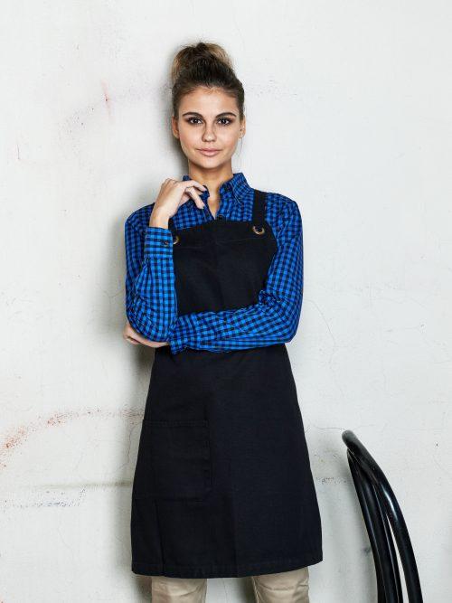 ACTIV EMBROIDERY DESIGNS. UNIFORMS. BROOKLYN CANVAS BIB APRON.