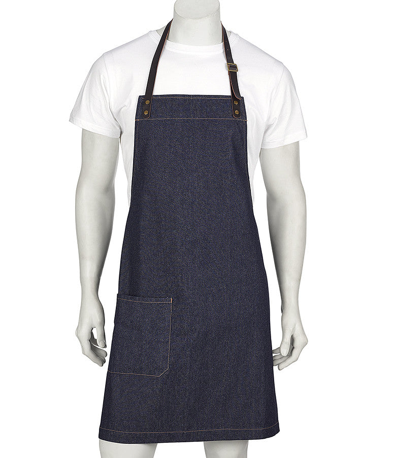 ACTIV EMBROIDERY DESIGNS. UNIFORMS. BYRON DENIM BIB APRON.