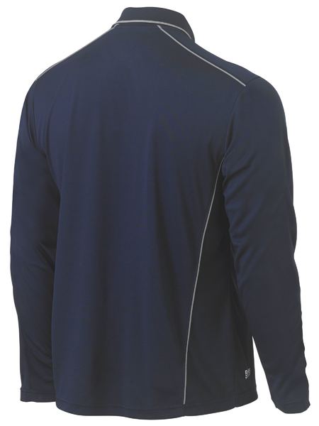 Cool Mesh Long Sleeve Polo With Reflective Piping (Mens)