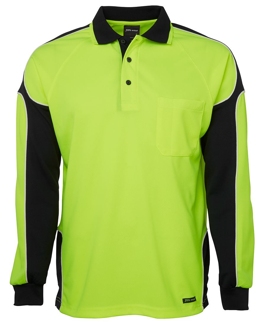 JB WEAR Hi Vis L/S Arm Panel Polo