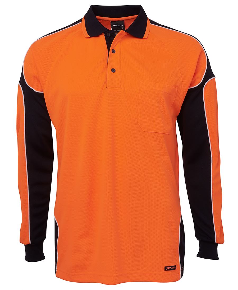 JB WEAR Hi Vis L/S Arm Panel Polo