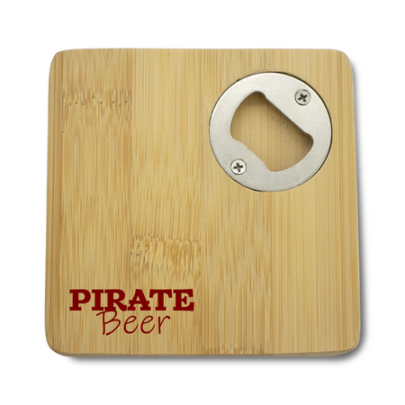 Square Bamboo Coaster with bottle opener