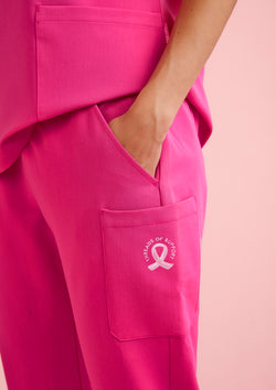 Womens Pink Breast Cancer Foundation Jogger Scrub Pant