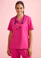 Womens Pink Breast Cancer Foundation V-Neck Scrub Top