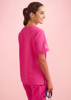 Womens Pink Breast Cancer Foundation V-Neck Scrub Top