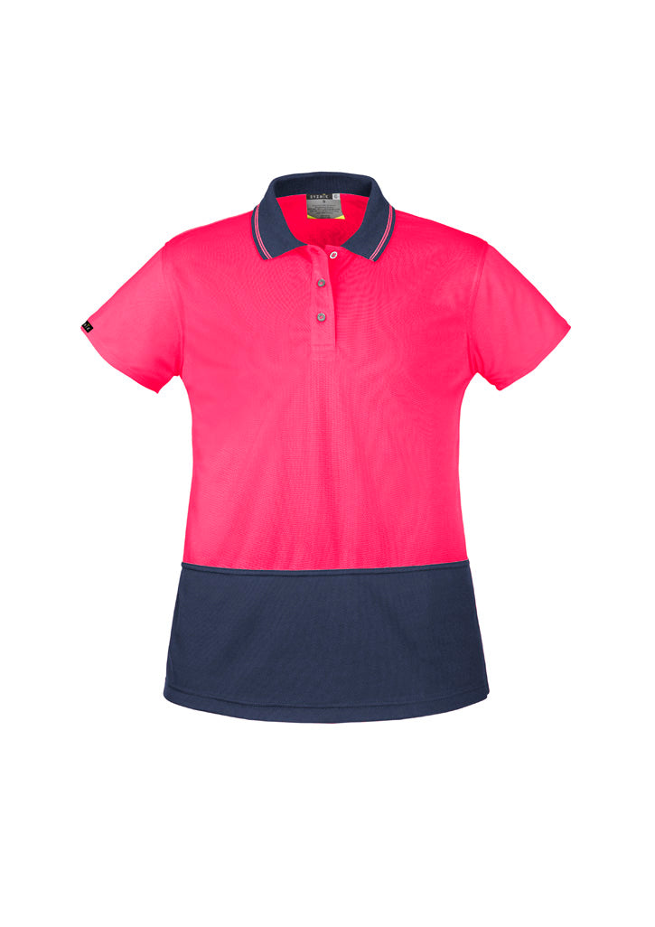 Womens Pink Hi Vis Basic Short Sleeve Polo