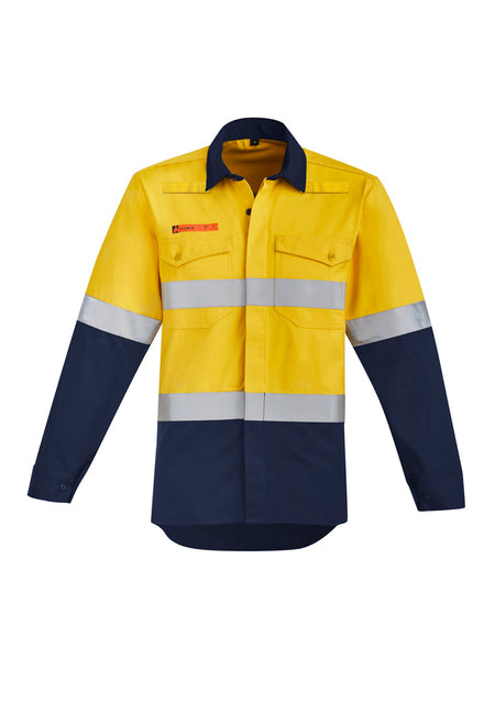 Orange Flame Hi Vis Open Front Spliced Shirt - Hoop Taped (Mens)