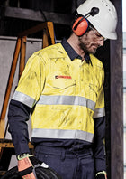Orange Flame Hi Vis Open Front Spliced Shirt - Hoop Taped (Mens)