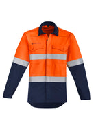 Orange Flame Hi Vis Open Front Spliced Shirt - Hoop Taped (Mens)