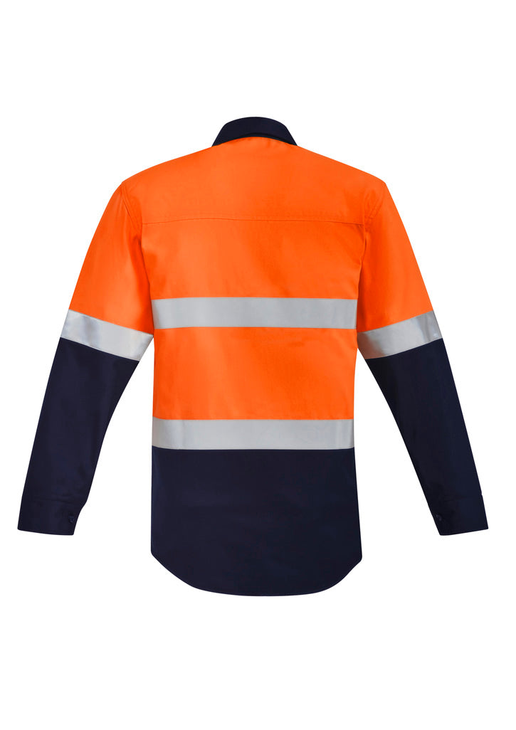 Orange Flame Hi Vis Open Front Spliced Shirt - Hoop Taped (Mens)