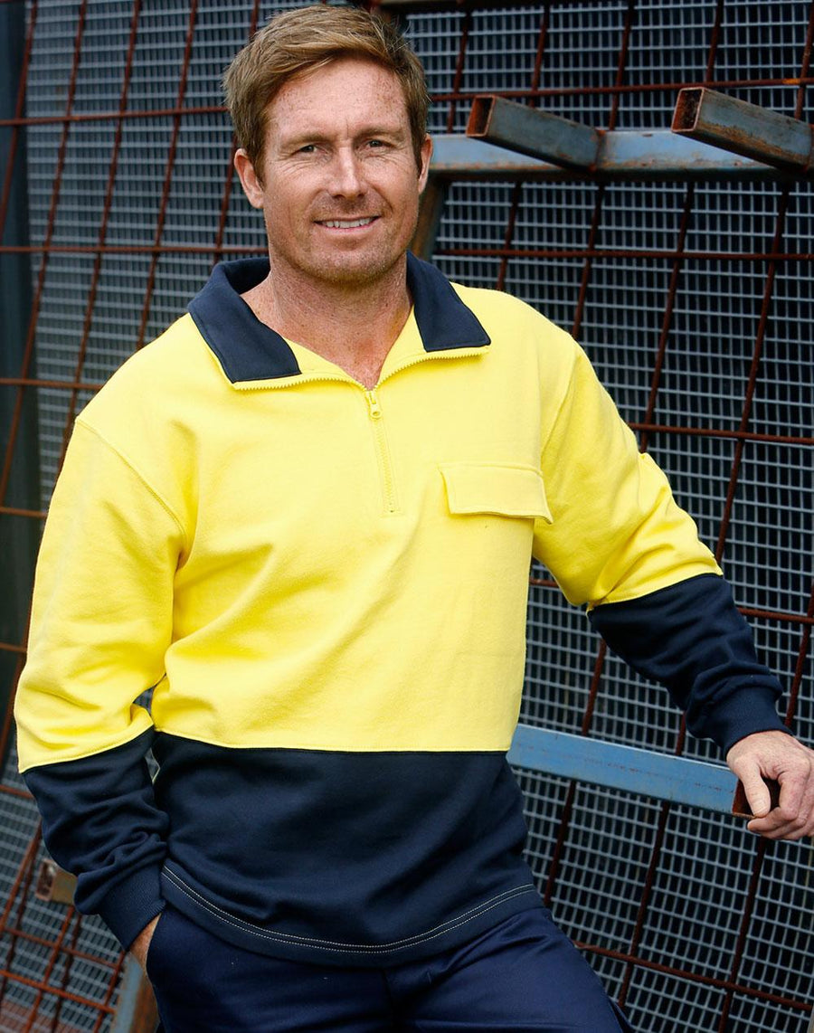 Hi Vis Cotton Fleecy Sweat Shirt With Chest Pocket