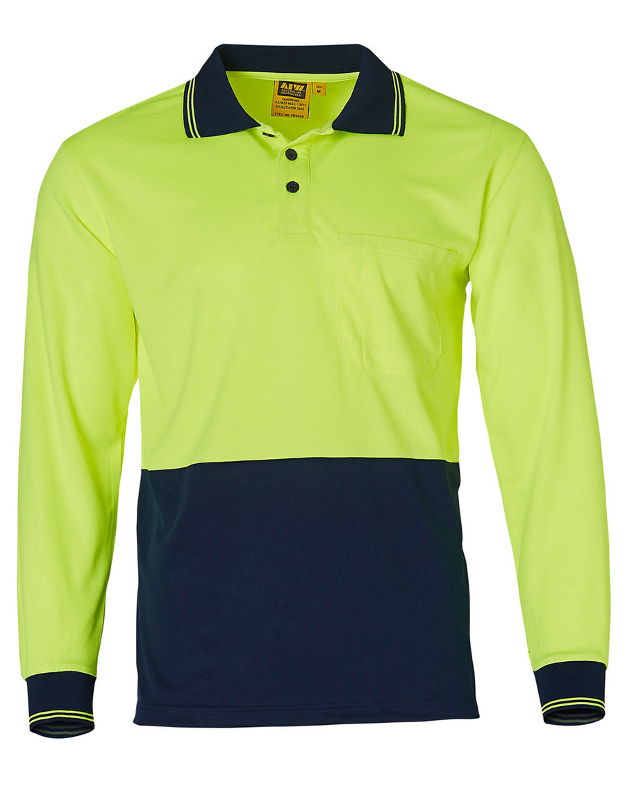 Hi Vis L/S CoolDry Micro-Mesh Safety Polo (Mens)