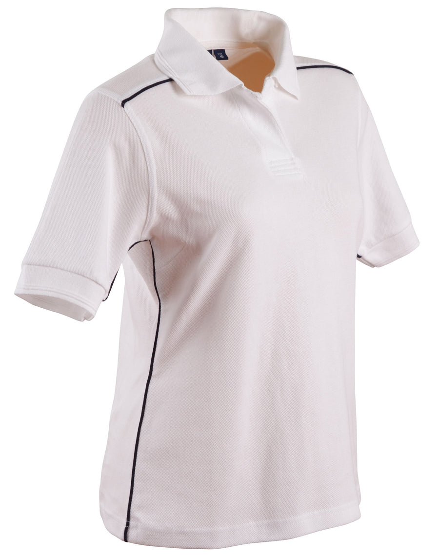 Cambridge Cotton Contrast Piping Short Sleeve Polo (Ladies)