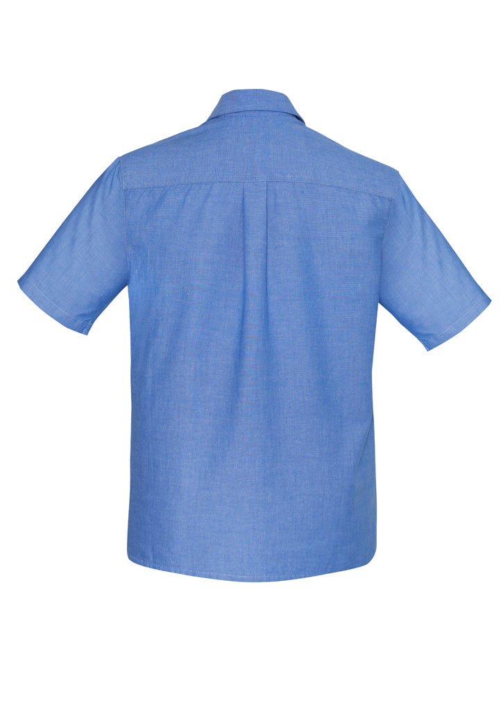 ACTIV EMBROIDERY DESIGNS. UNIFORMS. WORKWEAR.MENS WRINKLE FREE CHAMBRAY SHORT SLEEVE SHIRT