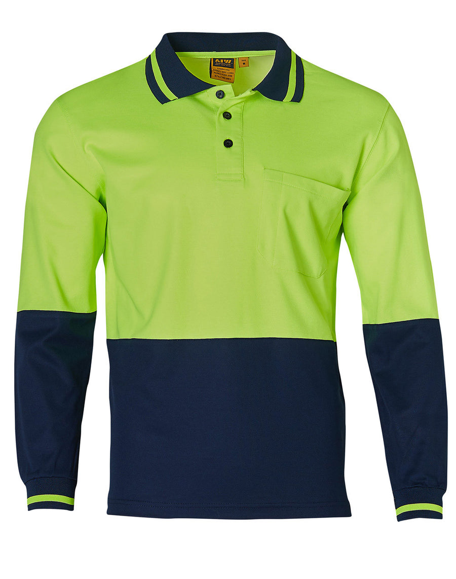 SW11, Hi Vis TrueDry Cotton Back L/S Safety Polo (Mens)