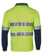 Hi Vis Cotton Back L/S Polo With 3M Reflective Tape (Mens)