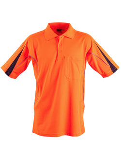 Hi Vis TrueDry Cotton Back Polo with Reflective Piping (Mens)