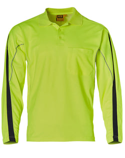 Hi Vis TrueDry Long Sleeve Polo with Reflective Piping (Mens)