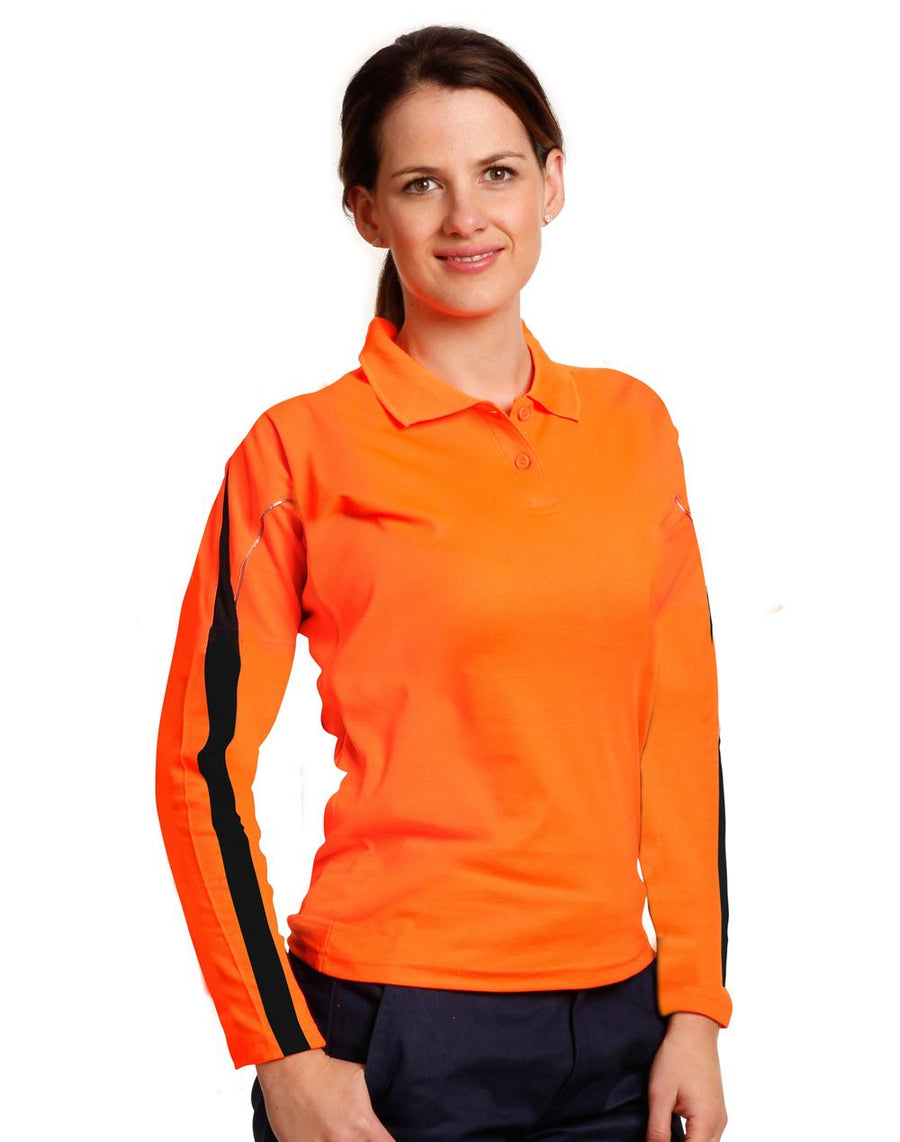 Hi Vis TrueDry Long Sleeve Polo with Reflective Piping (Ladies)