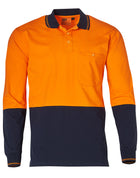 100% Cotton Jersey Two Tone Long Sleeve Safety Polo (Mens)