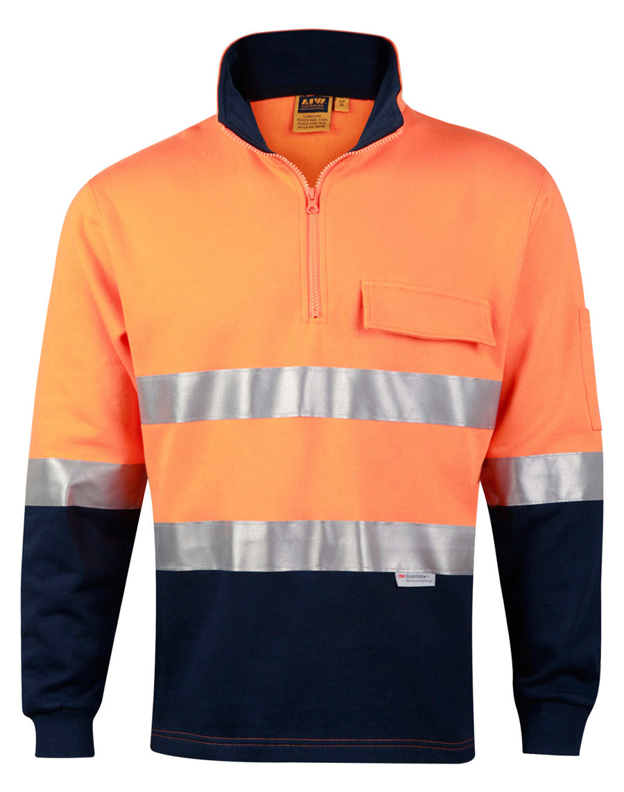 Hi Vis  Cotton Fleece Two Tone  Sweat with Chest Pocket & 3M Reflective Tapes
