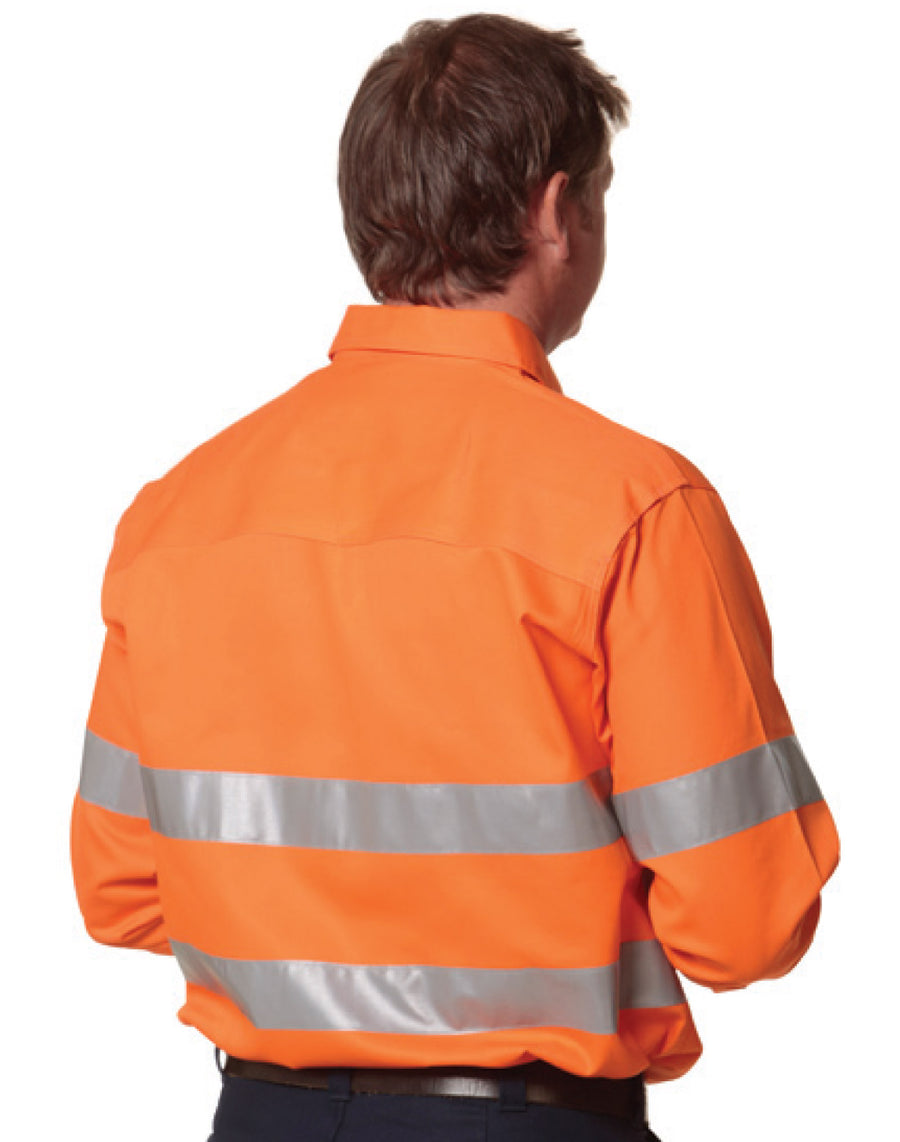 Hi Vis 190gsm Long Sleeve Drill Shirt Whit 3M Tapes (Unisex)