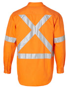 Hi Vis 190gsm Long Sleeve Cotton Drill Shirt With RTX Pattern 3M Tape  (Mens)