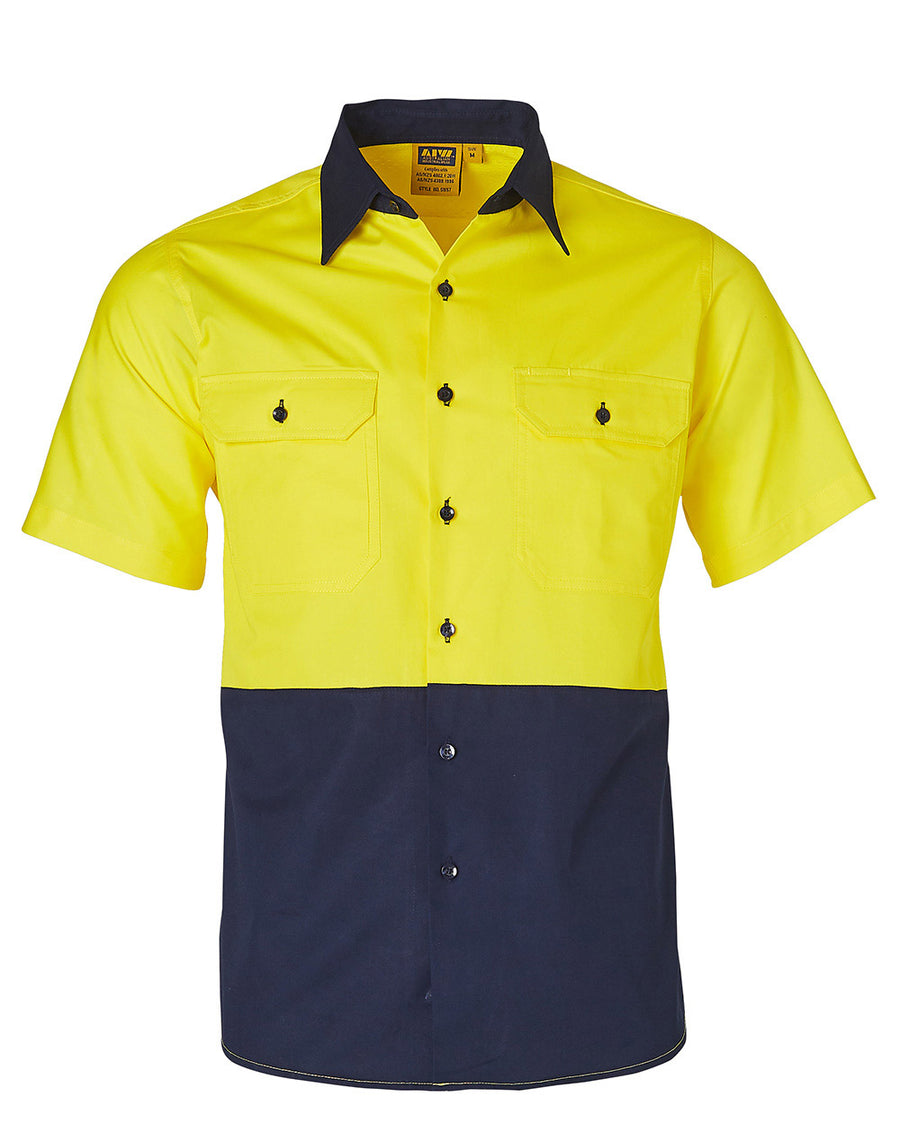Hi Vis 155gsm Cool-Breeze Cotton Twill S/S Shirt (Mens)