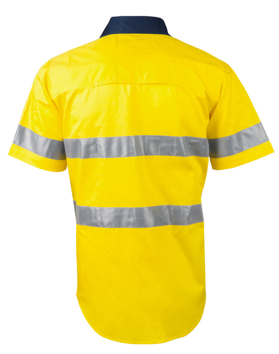 Hi Vis 155gsm Cool-Breeze Cotton Twill S/S Shirt With 3M Tape (Mens)