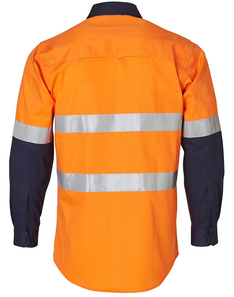Hi Vis Cool-Breeze Cotton Twill Safety L/S Shirt With 3M Tapes (Mens)