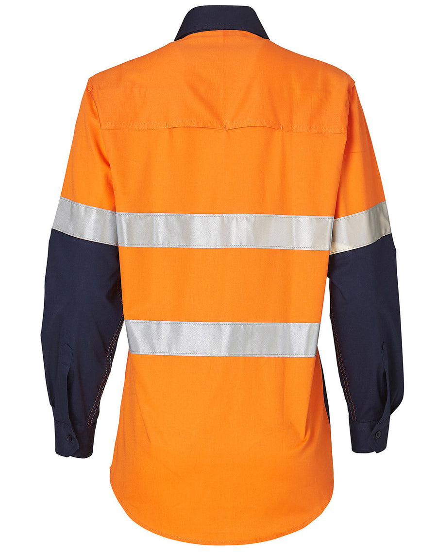 Hi Vis Cool-Breeze Cotton Twill Safety L/S Shirt With Reflective 3M Tapes (Ladies)