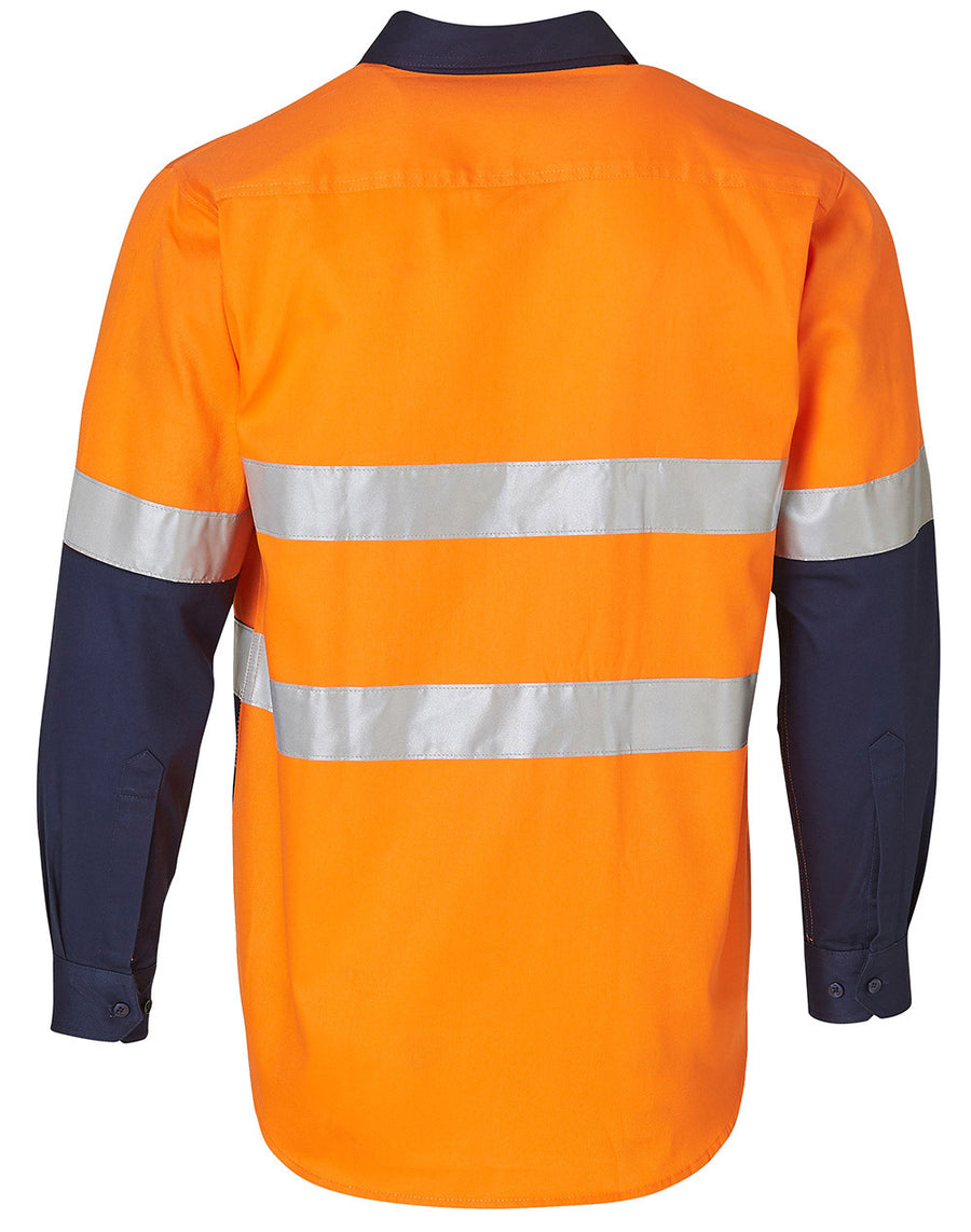Hi Vis 190gsm Cotton Drill Safety L/S Shirt with Reflective 3M Tapes (Mens)