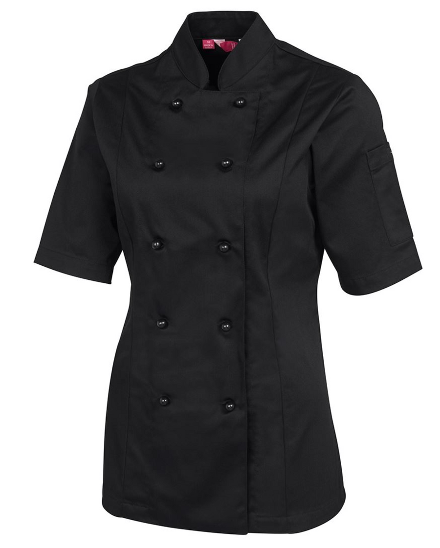 ACTIV EMBROIDERY DESIGNS. UNIFORMS. SHORT SLEEVE CHEF'S JACKET. LADIES.