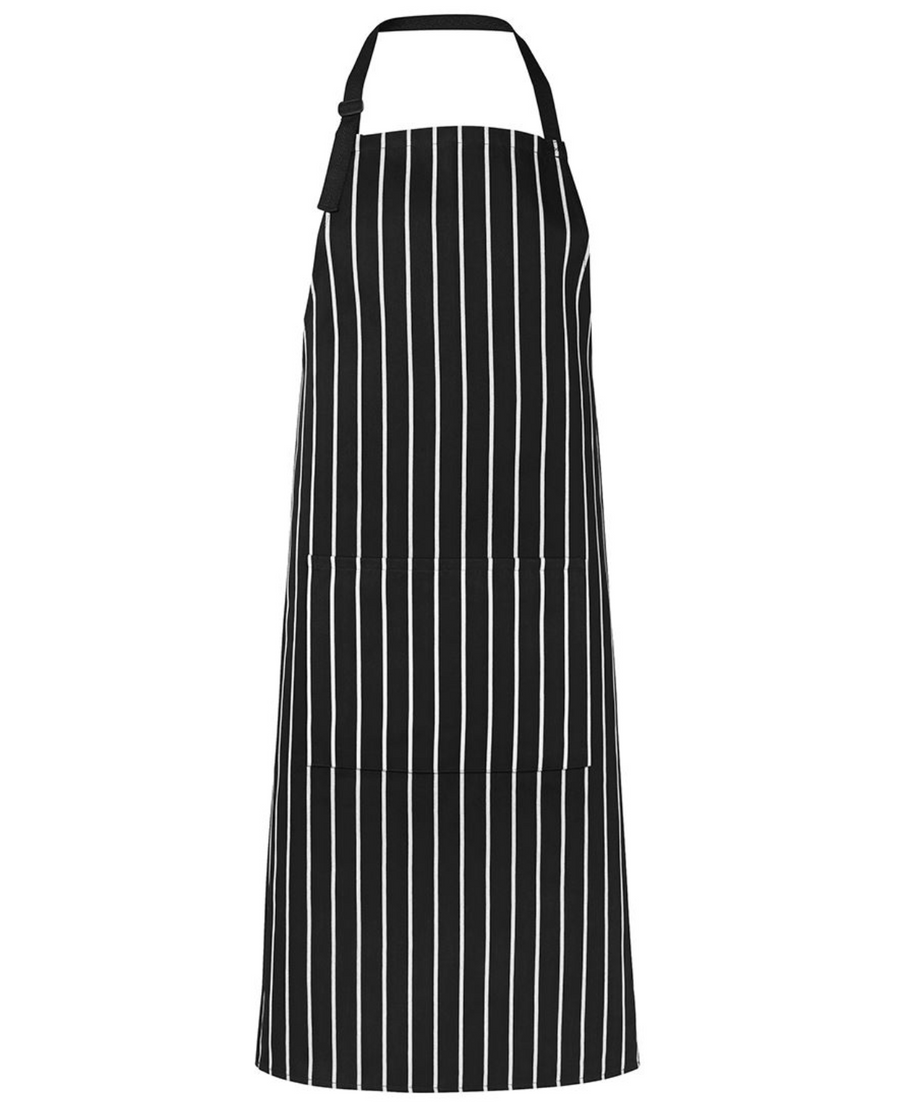 ACTIV EMBROIDERY DESIGNS. UNIFORMS. BIB STRIPED APRON WITH POCKET.