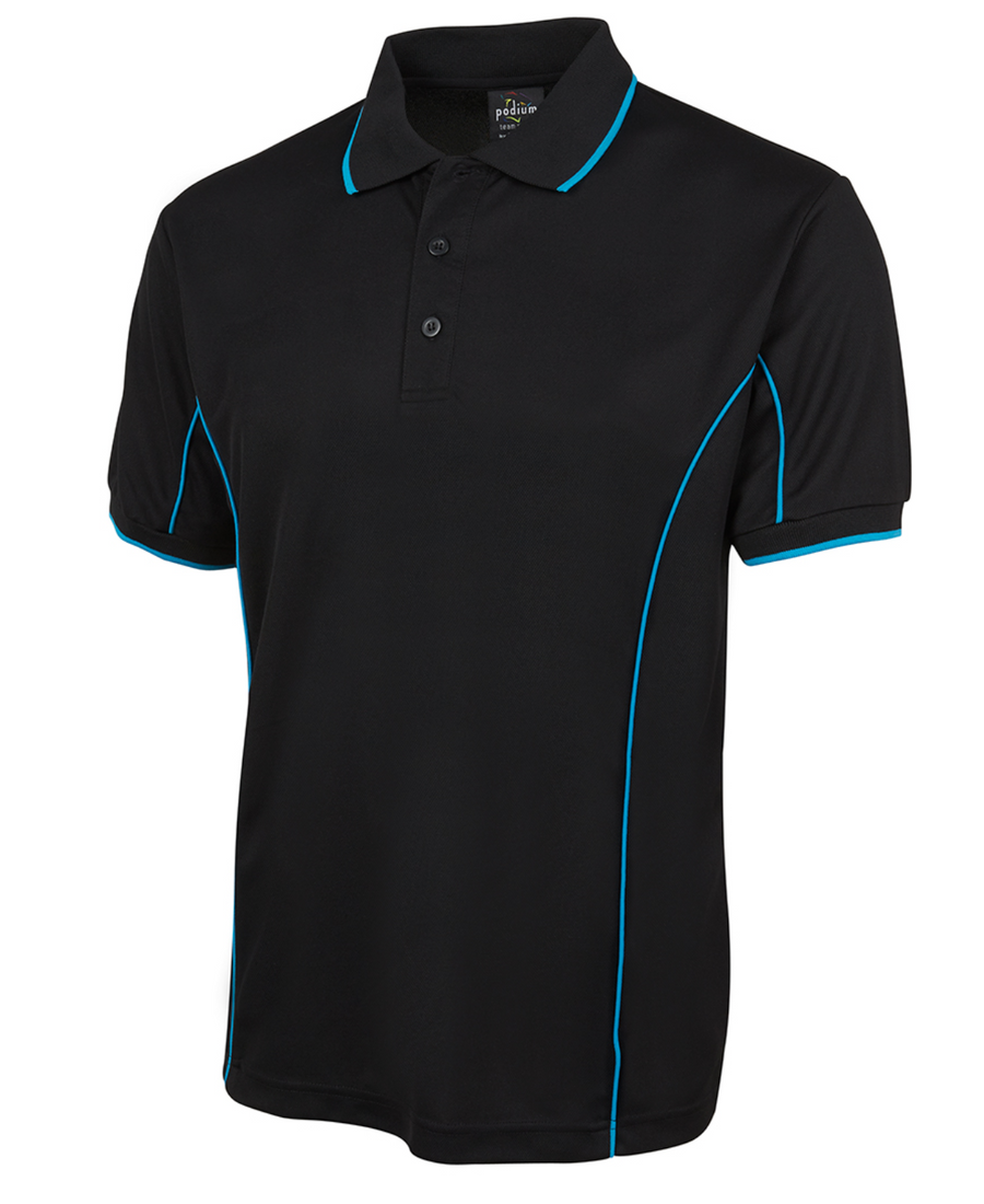 ACTIV EMBROIDERY DESIGNS. UNIFORMS. SHORT SLEEVE PIPING POLO. MENS.