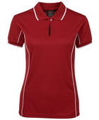 ACTIV EMBROIDERY DESIGNS. UNIFORMS. JB WEAR SHORT SLEEVE PIPING POLO. LADIES.