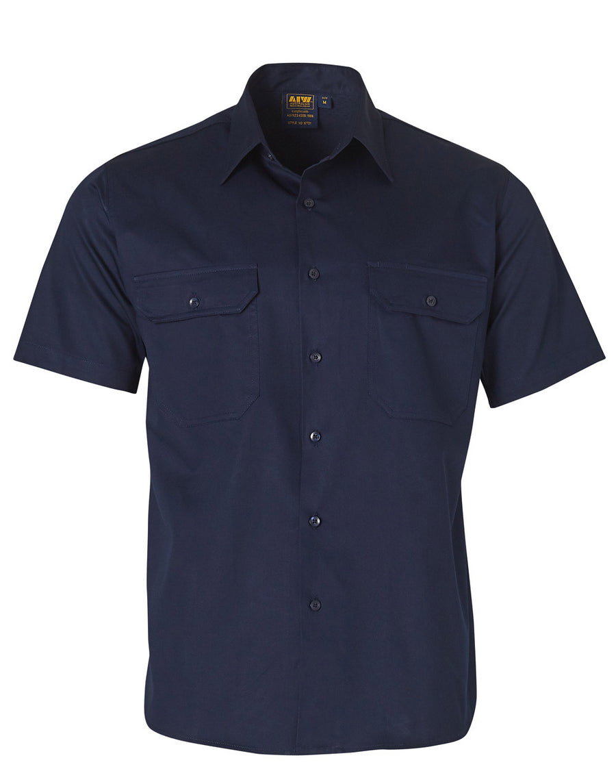 155gsm Cool-Breeze Cotton Short Sleeve Work Shirt (Mens)