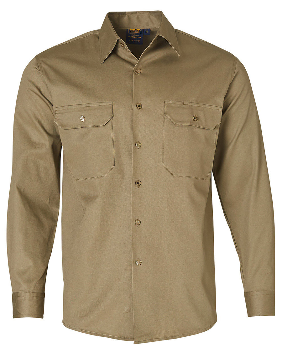 190gsm Cotton Drill Long Sleeve Work Shirt (Mens)