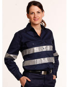 190gsm Cotton Drill Long Sleeve Safety Shirt with 3M Tapes (Ladies)