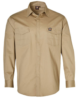 Stretch Long Sleeve Work Shirt With 2 Front Flap Pockets (Mens)